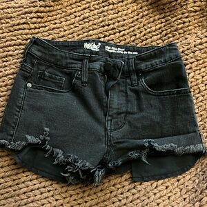 High waist black jean shorts
